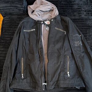 Harley-Davidson Black Jacket with Gray Hooded Liner